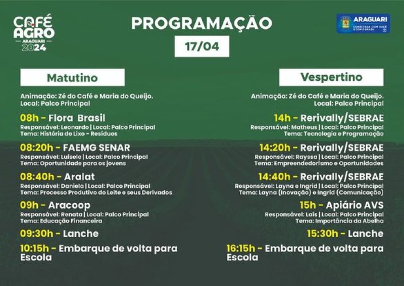 Programação Café Agro Jovem segue até esta quinta-feira em Araguari
