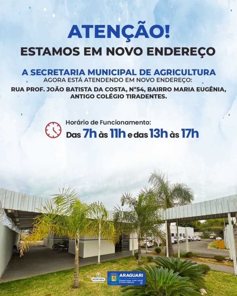 Secretaria Municipal de Agricultura em NOVO ENDEREÇO