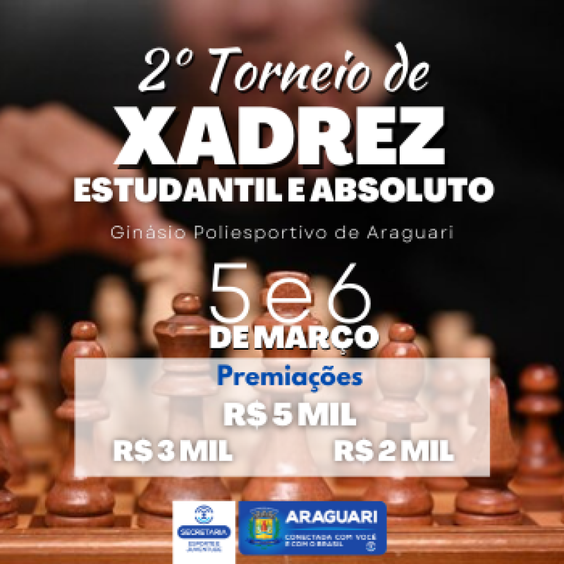 Vem aí, segundo Torneio de Xadrez em Araguari, que agora é NACIONAL!