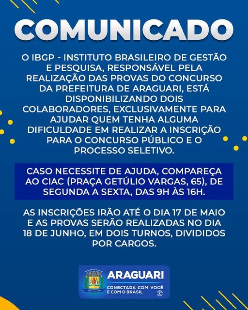 Prefeitura de Araguari: Comunicado