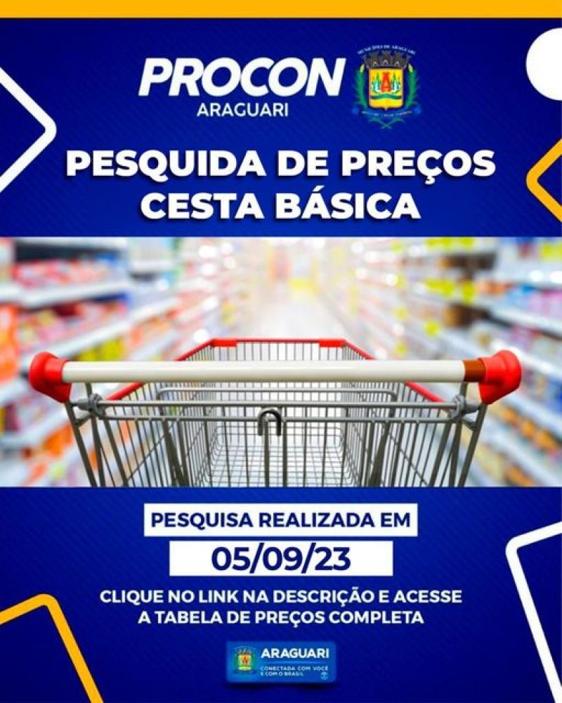 Pesquisa de preços de cesta básicas realizada no dia 05/09/2023.