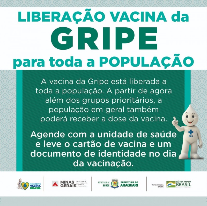 Secretaria de Saúde libera vacina da gripe a toda população