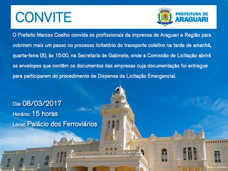 Prefeitura abrirá envelopes da dispensa de licitação do transporte coletivo amanhã, 8 de março, às 15:00