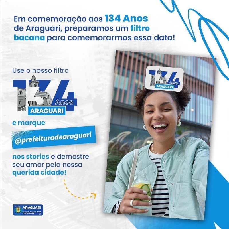Que tal comemorar o aniversário de 134 anos de Araguari tirando uma bela foto e usando o nosso filtro do Instagram?