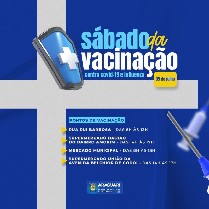 Sábado de vacinação contra Covid-19 e Influenza é realizado em Araguari