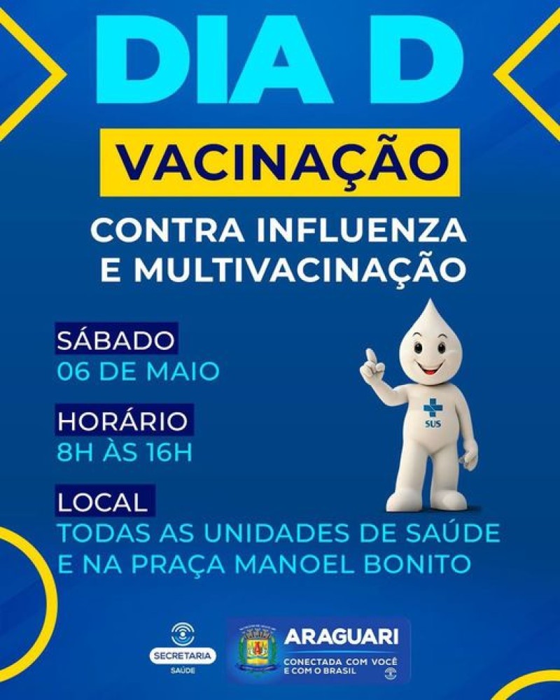 Prefeitura de Araguari promove o Dia D contra a Influenza neste sábado