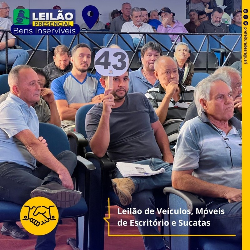 Prefeitura de Araguari comemora sucesso no leilão de veículos, móveis de escritório e sucatas realizado nesta quinta-feira