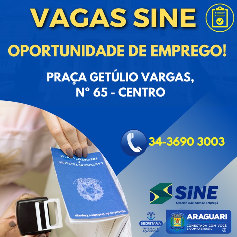 Vagas SINE Araguari-14/03/2022