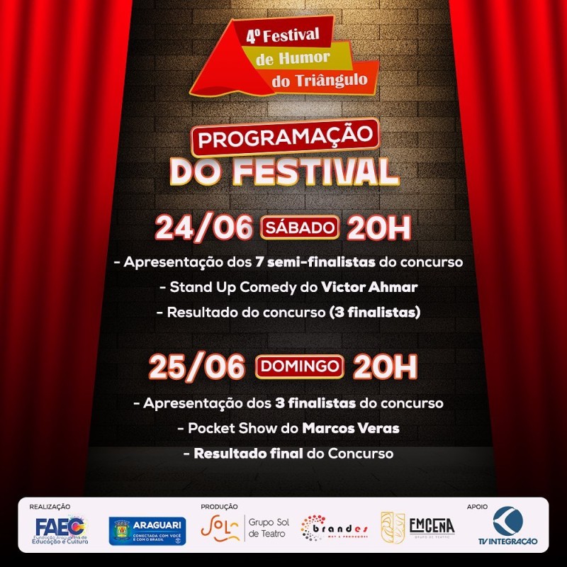 FALTAM 3 DIAS para o 4º FESTIVAL DE HUMOR DO TRIÂNGULO.