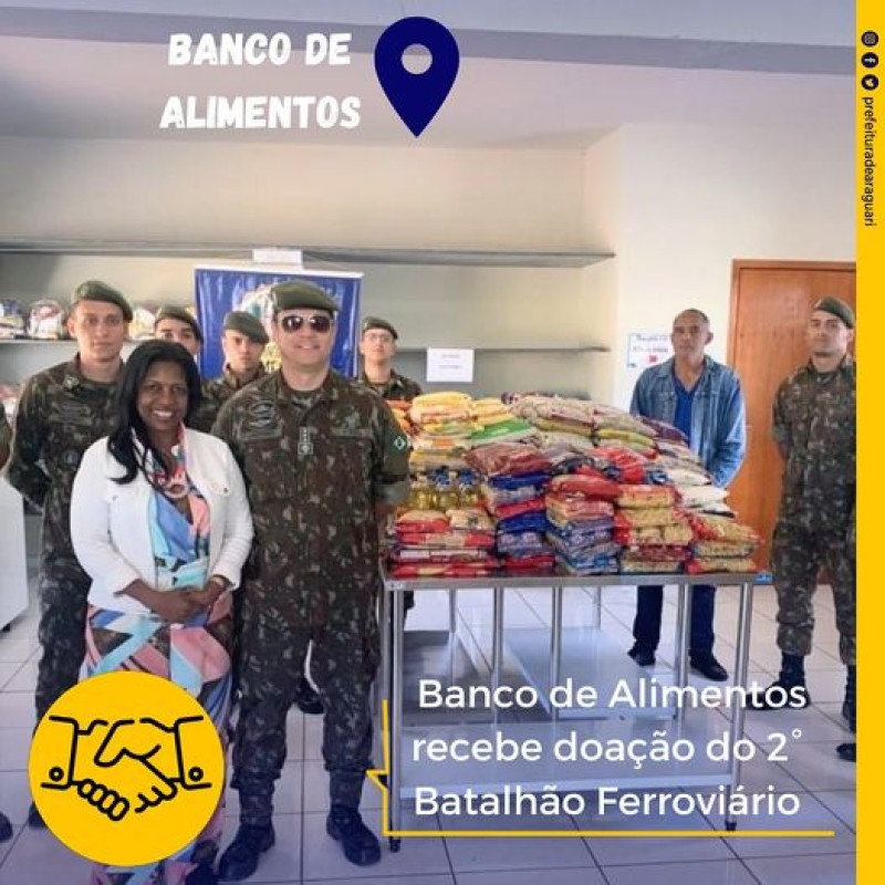 Banco de Alimentos recebe doação do 2° Batalhão Ferroviário