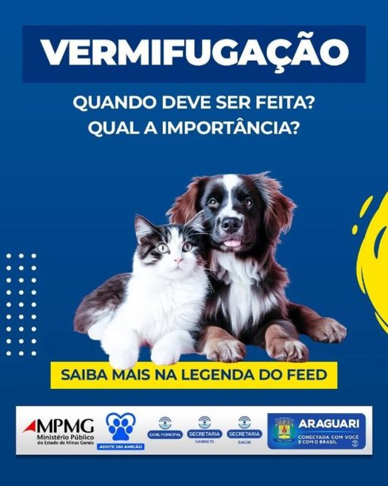 A vermifugação em cães e gatos é importante, pois, ela ajuda a proteger os animais das doenças causadas pelos vermes. Além de garantir a saúde do animal, o uso regular do vermífugo evita a proliferação tanto para outros pets quanto para os humanos que con