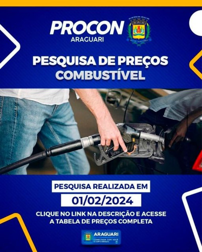 Pesquisa de preços de combustível realizada no dia 01/02/2024