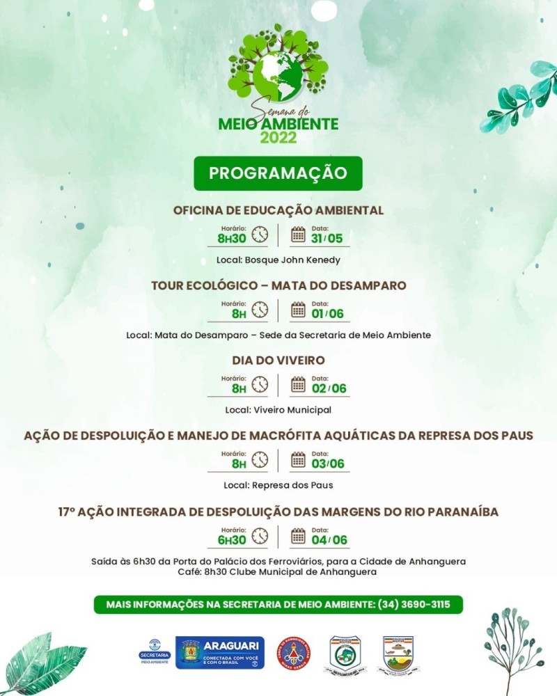 Semana Nacional do Meio Ambiente é iniciada com várias ações em Araguari
