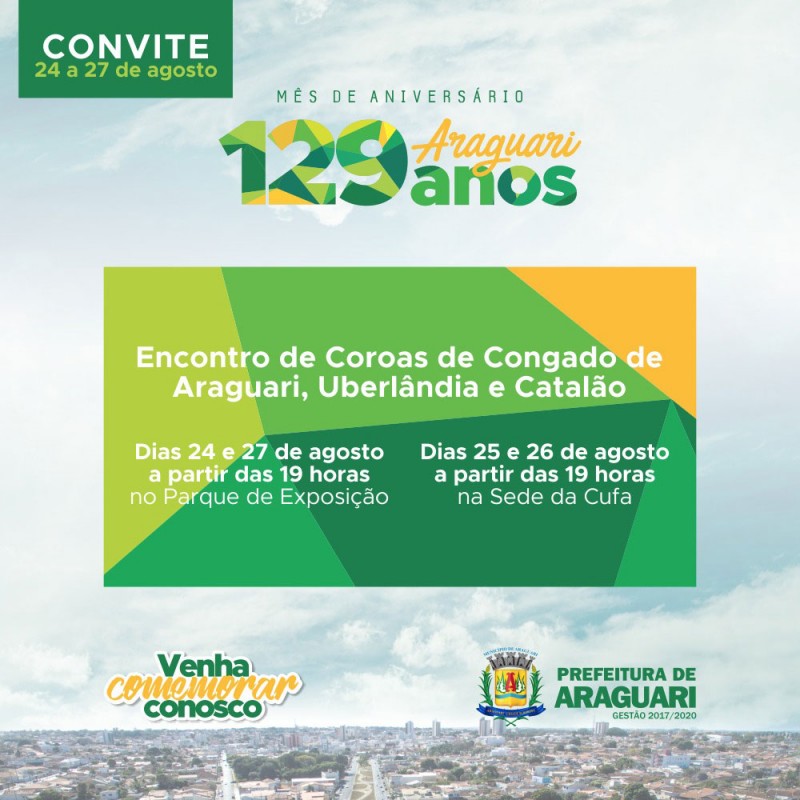 Encontro de Congados, Moçambiques e Catupés de Araguari e região começa hoje