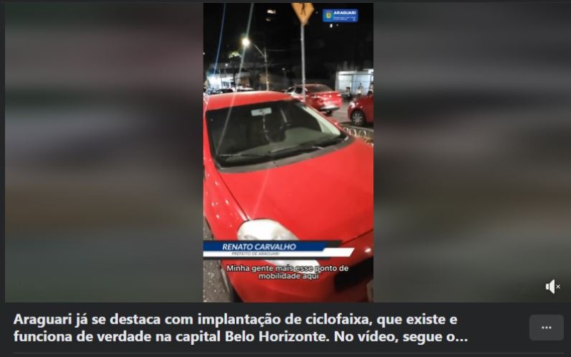 Araguari já se destaca com implantação de ciclofaixa, que existe e funciona de verdade na capital Belo Horizonte.