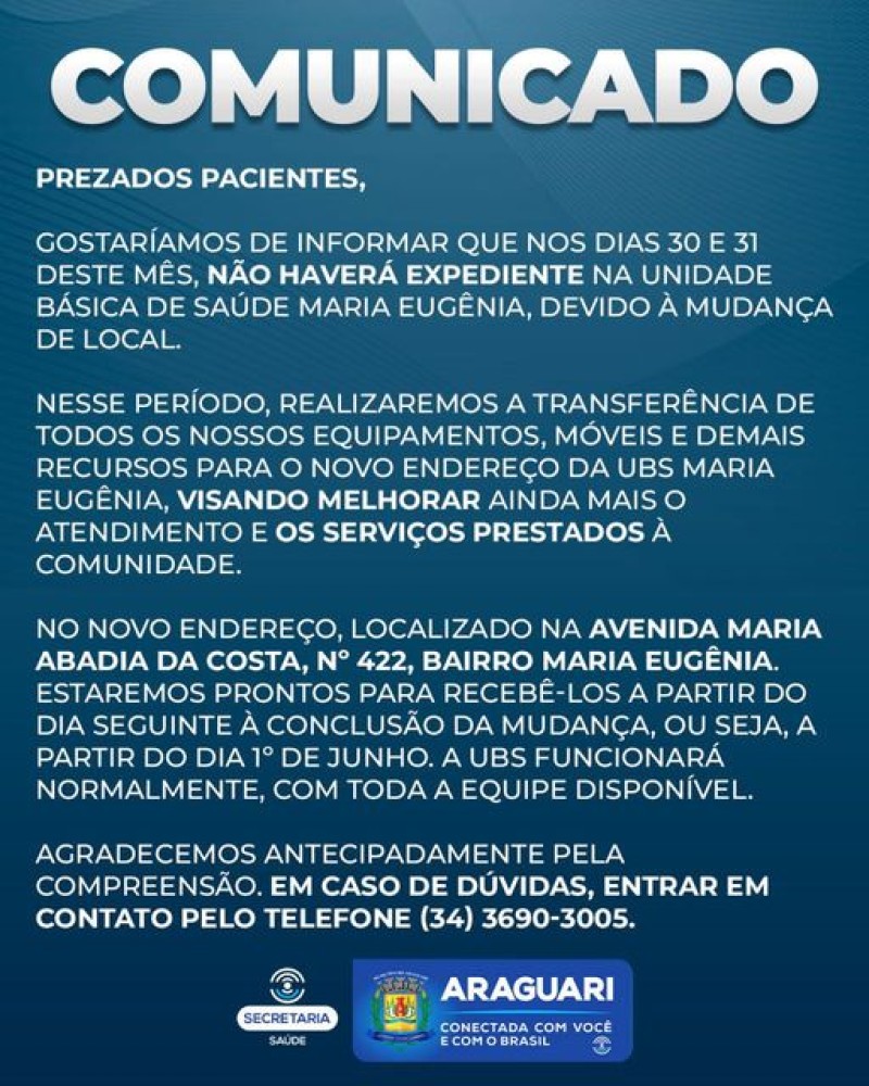 Prefeitura de Araguari: Comunicado