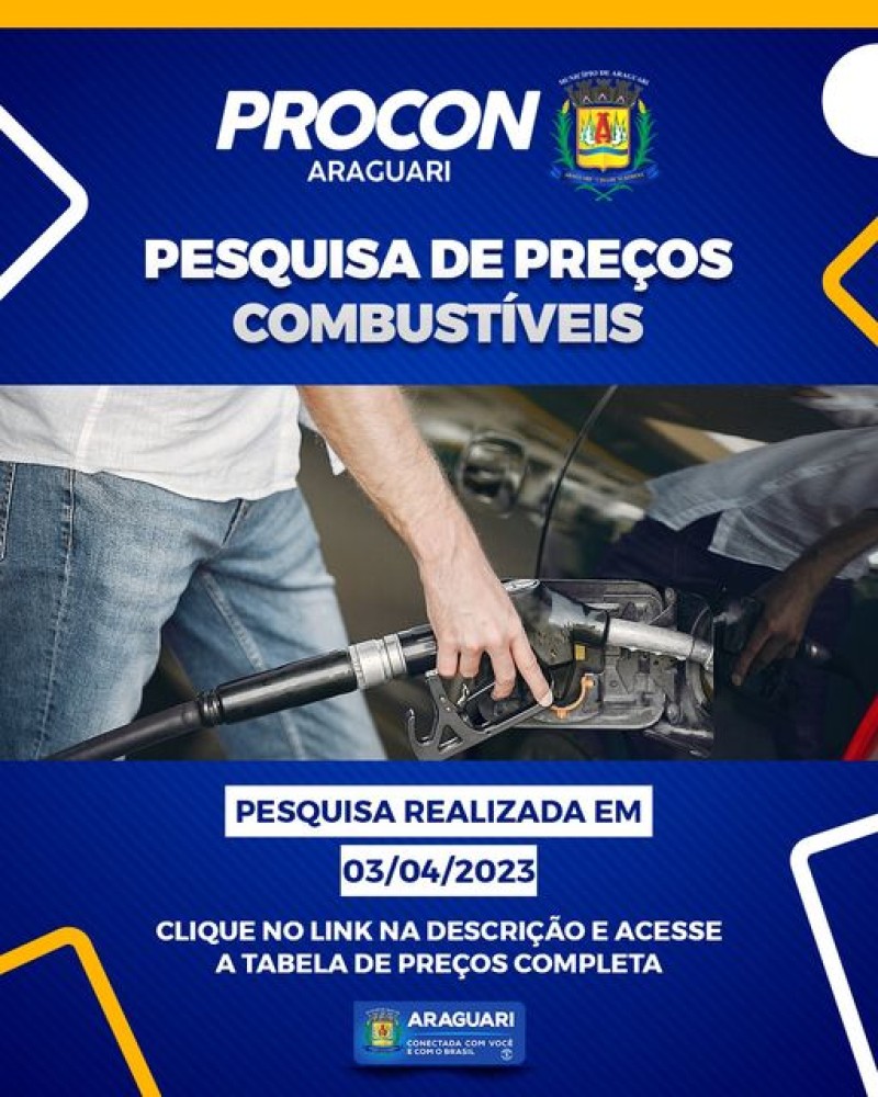 Pesquisa de preços de combustível realizada no dia 03/04/2023.
