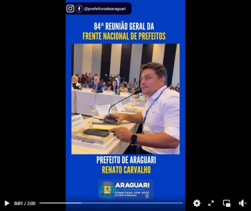 Prefeito Renato Carvalho participa do 84º Encontro Geral da FNP na Capital Federal