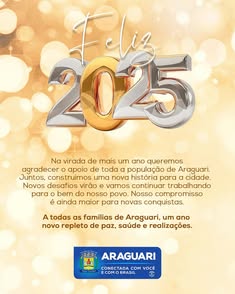 Desejamos um Feliz 2025 repleto de paz, saúde e realizações para todas as famílias de Araguari.