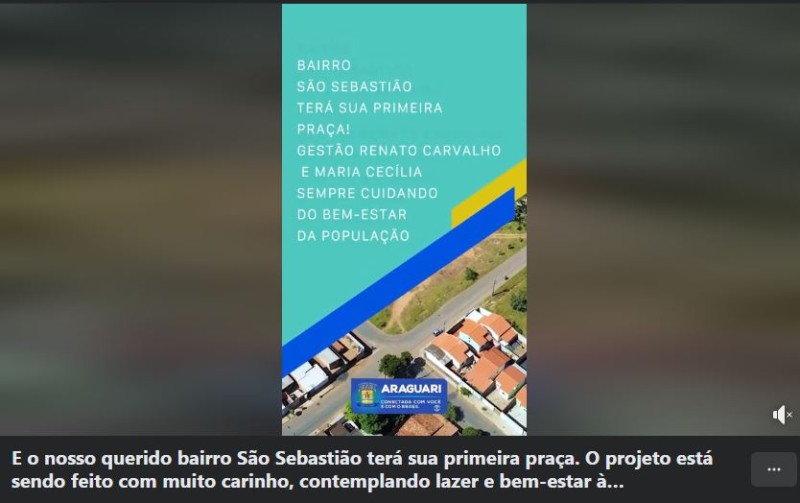 E o nosso querido bairro São Sebastião terá sua primeira praça