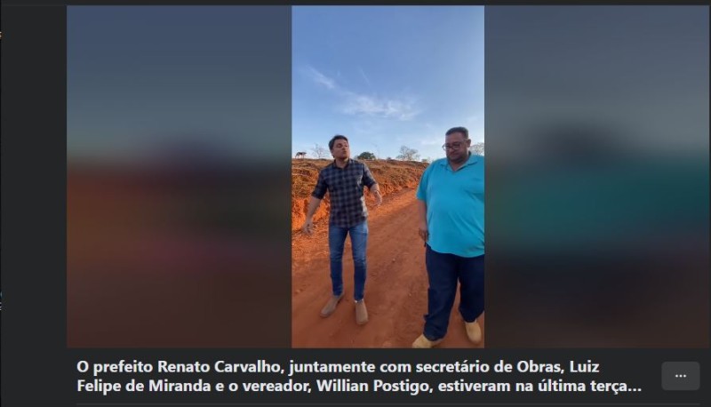 O prefeito Renato Carvalho, juntamente com secretário de Obras, Luiz Felipe de Miranda e o vereador, Willian Postigo, estiveram na última terça-feira (16), na região de Campo Redondo, Santa Maria, local onde os agricultores tinham dificuldade de transitar