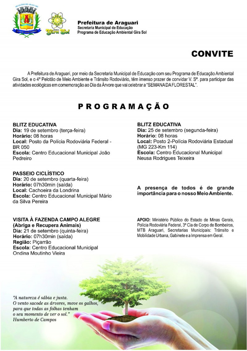 Secretaria de Educação promove Semana Florestal