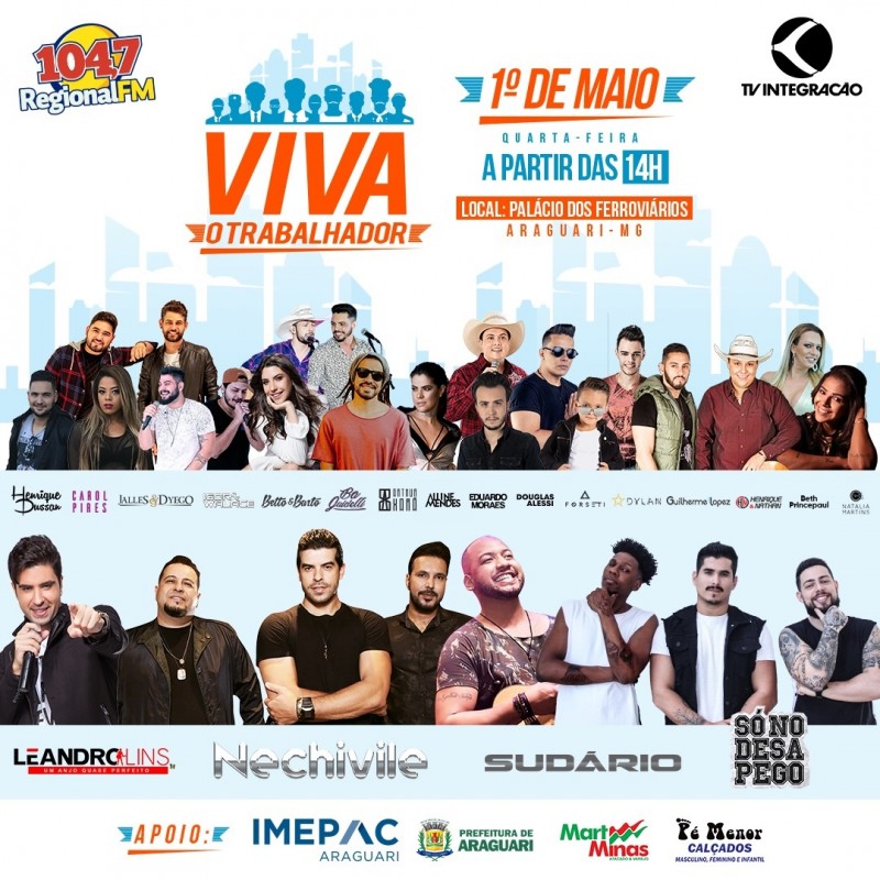 “Viva o Trabalhador” – Festa em comemoração ao 1º de Maio acontecerá amanha com vários serviços e atrações para toda a família