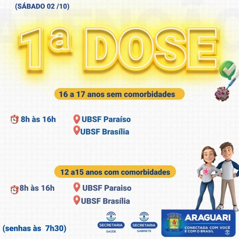 Prefeitura de Araguari retoma vacinação de adolescentes neste sábado