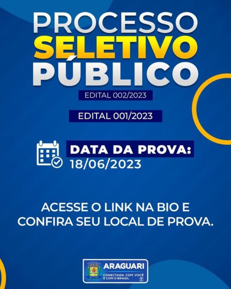 Prefeitura de Araguari divulga locais de prova do processo Seletivo Público de Agente de Combate às Endemias e Agente Comunitário de Saúde