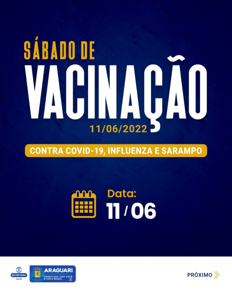 Prefeitura promove mais um  sábado de vacinação contra Covid-19, Influenza e Sarampo em Araguari