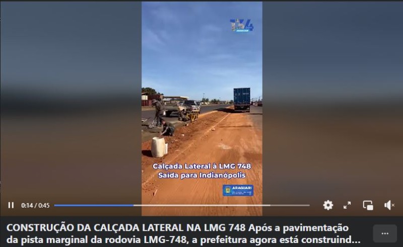 CONSTRUÇÃO DA CALÇADA LATERAL NA LMG 748