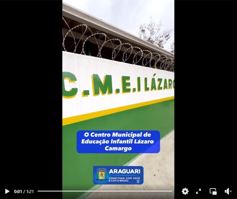 Centro Municipal de Educação Infantil Lázaro Camargo, um espaço dedicado ao desenvolvimento e aprendizado das crianças de Araguari.