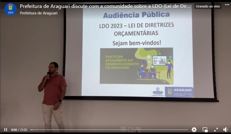 A Prefeitura de Araguari discute com a comunidade sobre a LDO (Lei de Diretrizes Orçamentárias?
