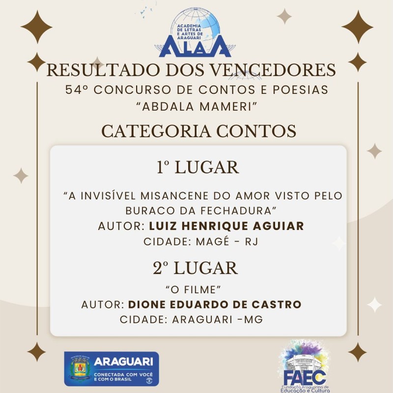 Saiu resultado do 54º Concurso de Contos e Poesias Abdala Mameri
