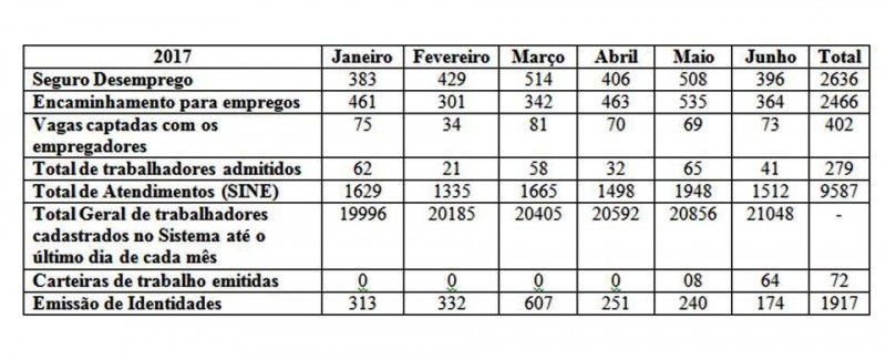 SINE Araguari apresente relatório semestral