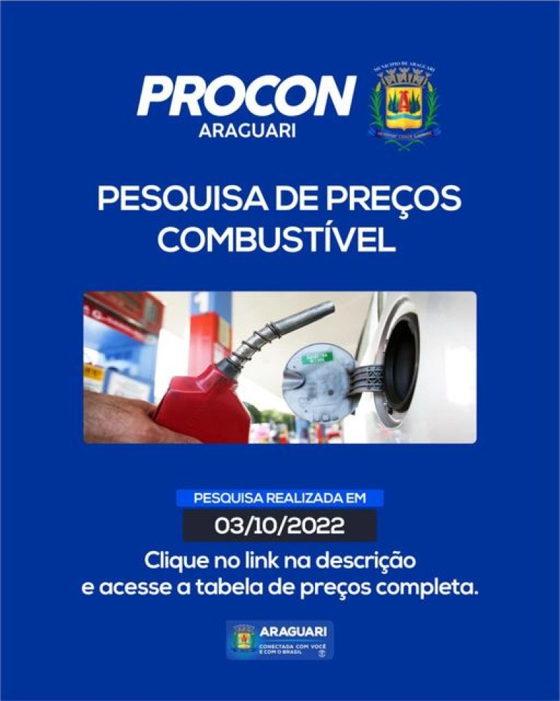 Pesquisa de preços de combustível realizada dia 03/10/2022.