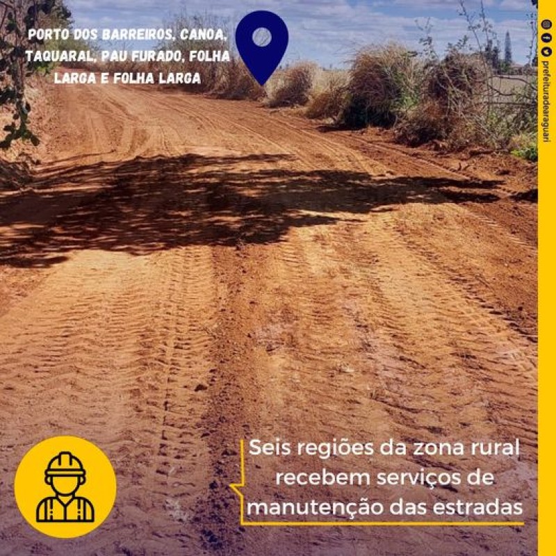 Seis regiões da zona rural recebem serviços de manutenção das estradas