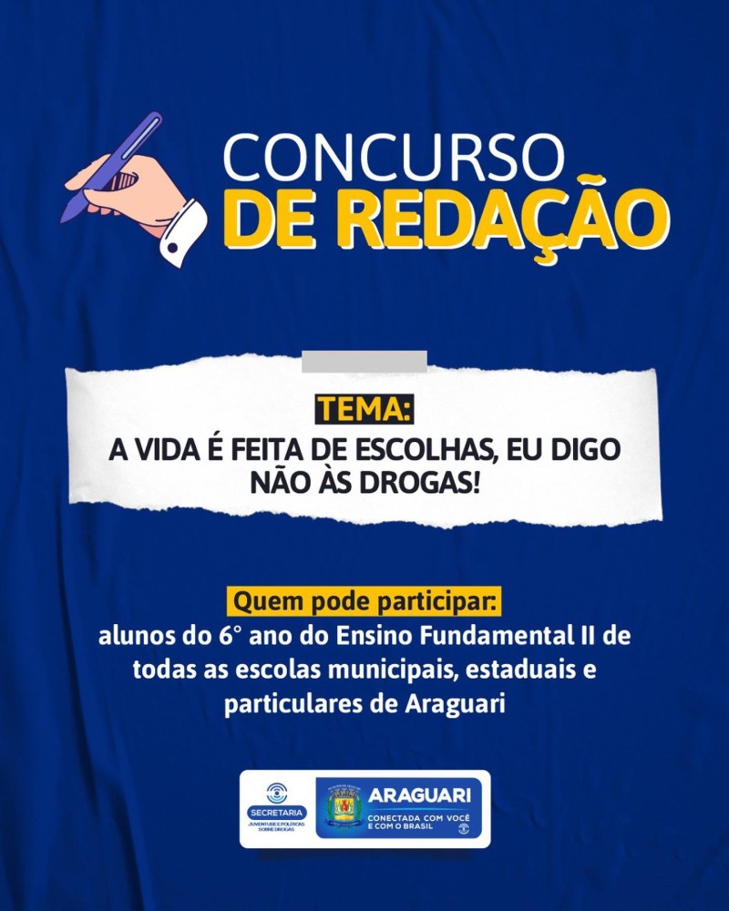 Prefeitura de Araguari promove Concurso de Redação