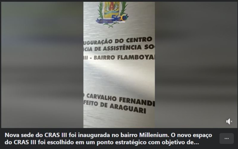 Nova sede do CRAS III foi inaugurada no bairro Millenium