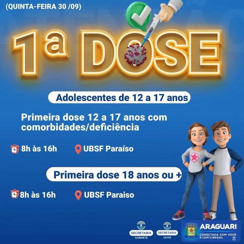 Vacinação de dose de reforço avança mais uma vez em Araguari