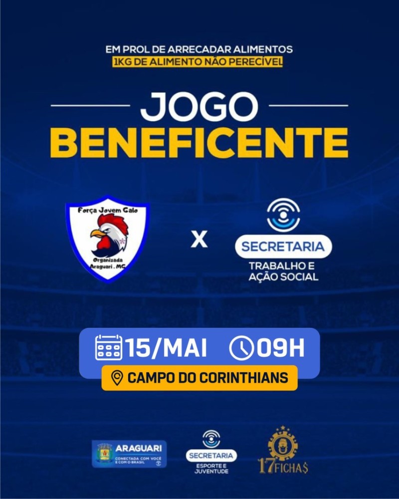 Jogo beneficente será realizado no próximo domingo no Campo do Corinthians