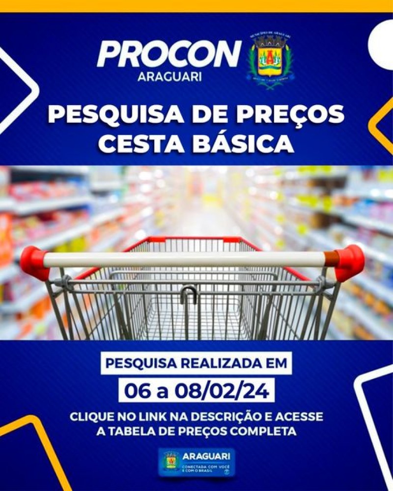 Pesquisa de Preços de Cesta Básica realizada de 06 a 08/02/2024