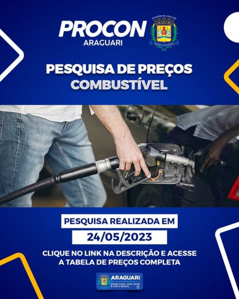 Pesquisa de preço de combustível, realizada no dia 24/05/2023.