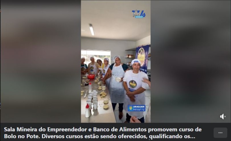 Sala Mineira do Empreendedor e Banco de Alimentos promovem curso de Bolo no Pote.