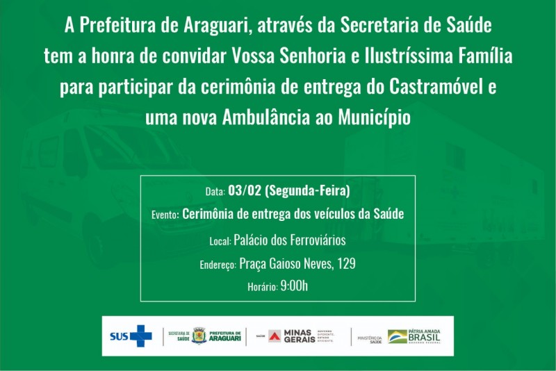 CONVITE - Segunda-feira dia 03 de Fevereiro