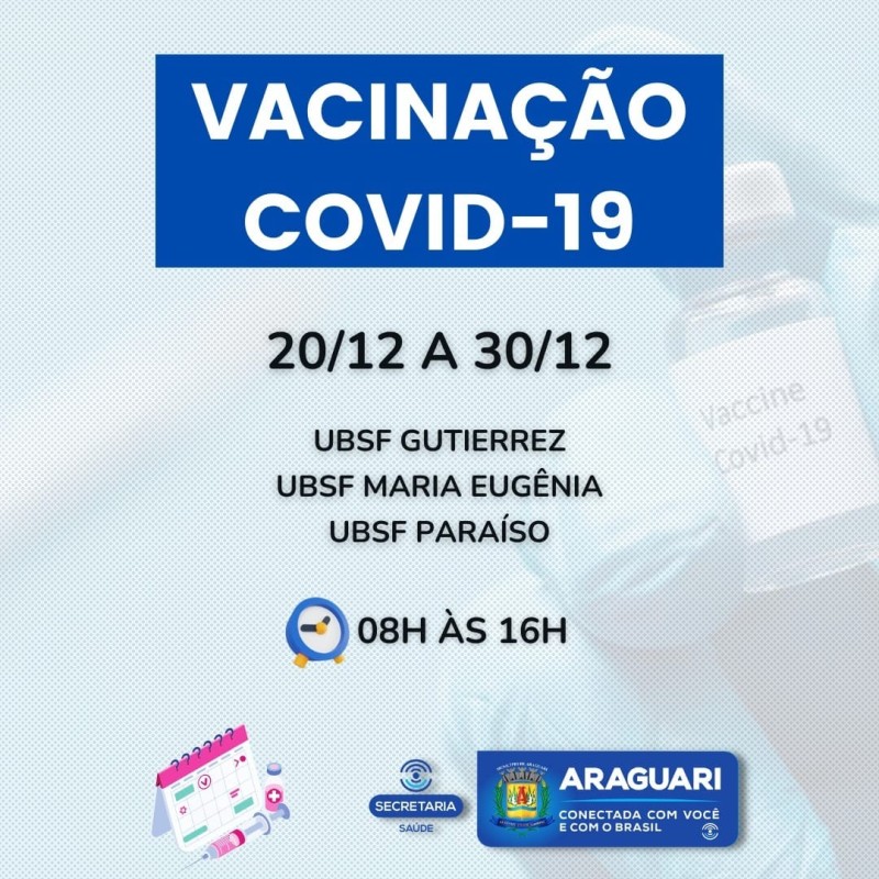 Vacinação contra Covid-19 é centralizada em três Unidades de Saúde