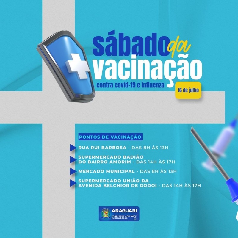 Sábado de vacinação contra Covid-19 e Influenza é realizado em Araguari