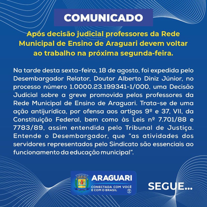 Prefeitura de Araguari: Comunicado 18 de Agosto