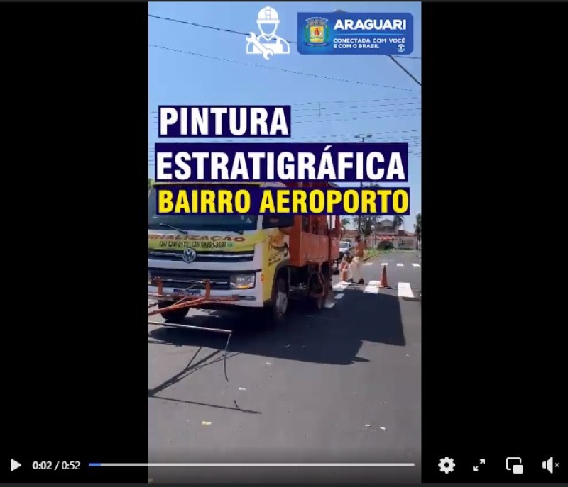 As ruas do bairro Aeroporto que estão sendo recapeadas, rapidamente recebem a pintura estatigráfica, garantindo a segurança dos pedestres e motoristas. 