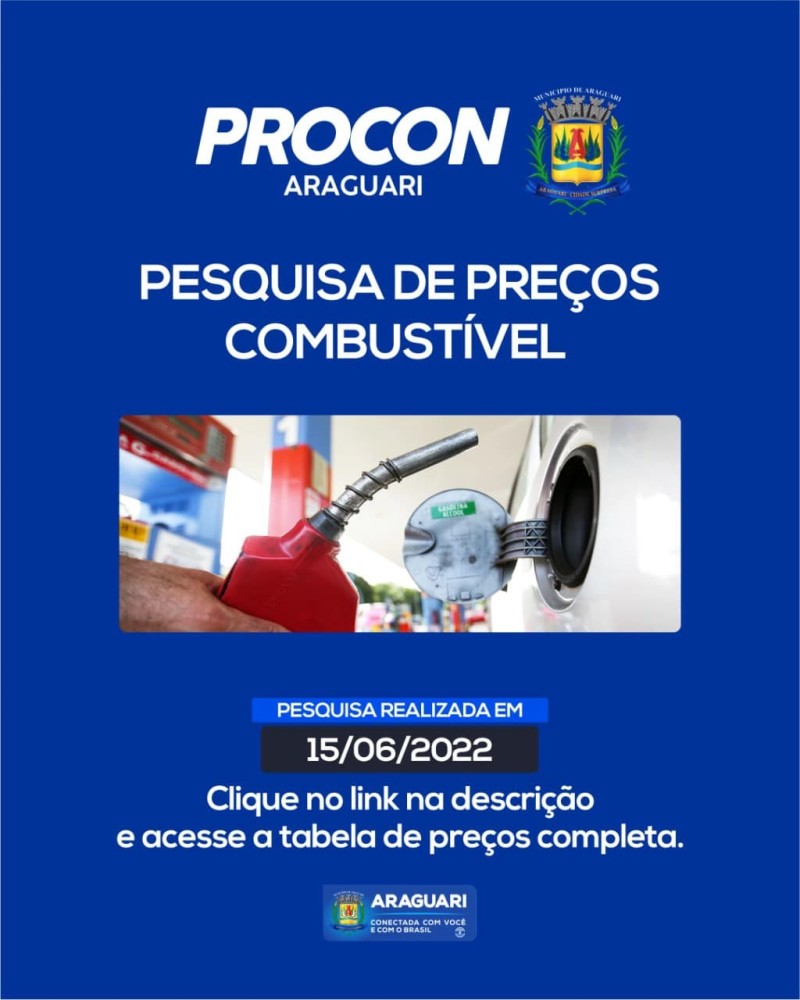 Pesquisa de preços de combustíveis realizada dia 15/06/2022.